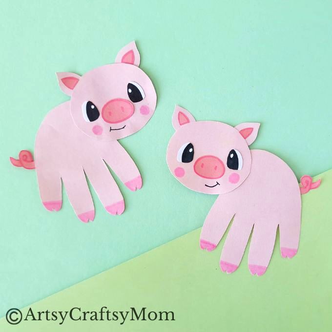 It doesn't get easier than this cute and simple handprint pig craft for kids! Use the handprint in the template provided, or go ahead & make your own!
