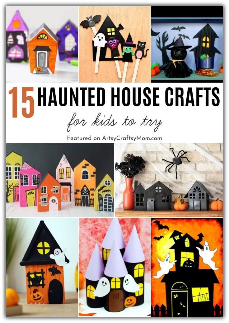 This Halloween, have fun making haunted house crafts out of anything - popsicle sticks, paper, boxes, paper rolls, cardboard paper plates and more!