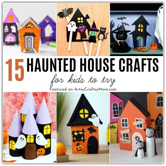 This Halloween, have fun making haunted house crafts out of anything - popsicle sticks, paper, boxes, paper rolls, cardboard paper plates and more!