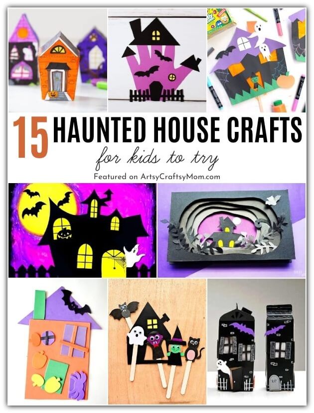 This Halloween, have fun making haunted house crafts out of anything - popsicle sticks, paper, boxes, paper rolls, cardboard paper plates and more!