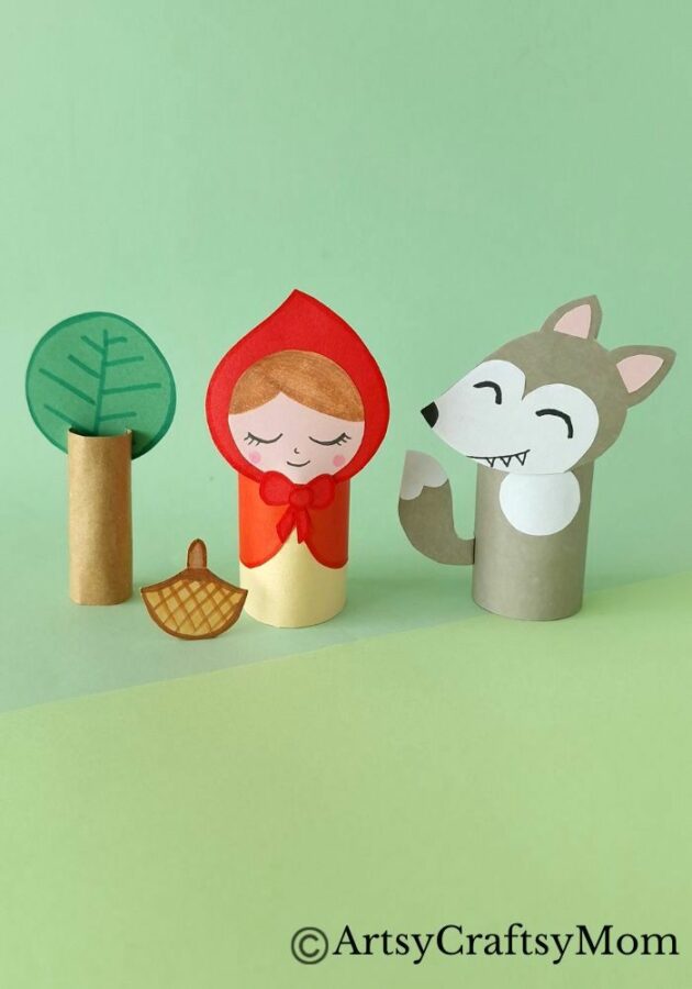 You've heard the story, it's now time to put on a show! Set it up with this cute Little Red Riding Hood Puppet set, made entirely with craft paper!