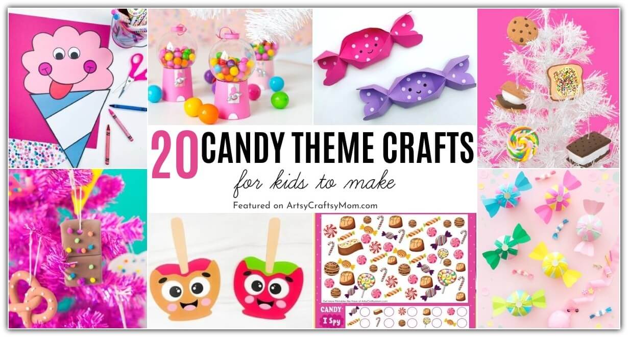 Anyone who loves candy is sure to love these candy themed crafts for kids! Go bright & colorful as you create your own treats out of craft supplies!