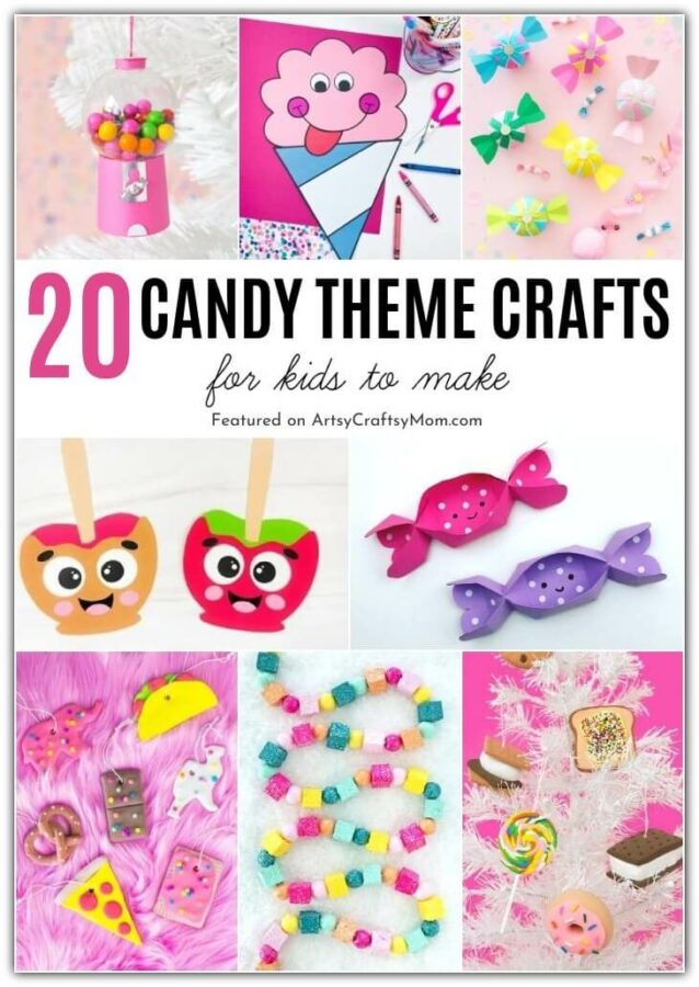Anyone who loves candy is sure to love these candy themed crafts for kids! Go bright & colorful as you create your own treats out of craft supplies!