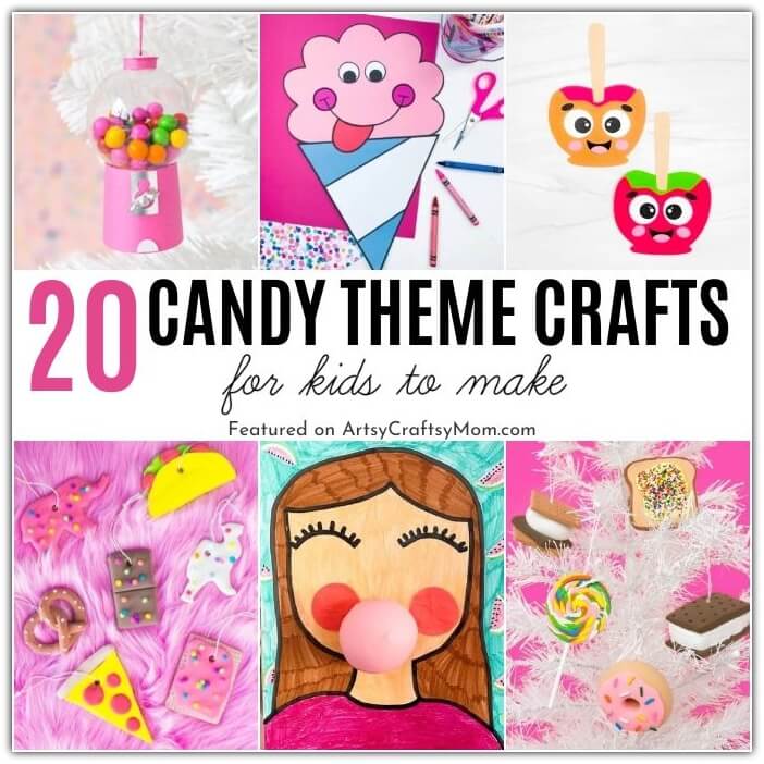 Anyone who loves candy is sure to love these candy themed crafts for kids! Go bright & colorful as you create your own treats out of craft supplies!