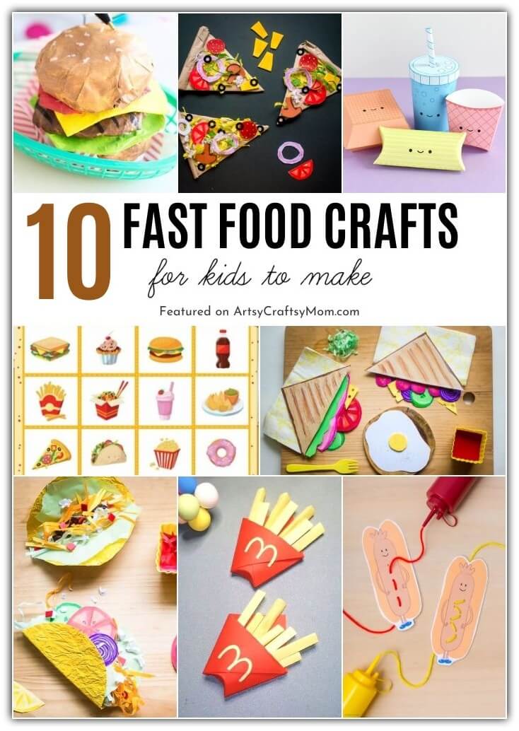 10 Fun and Fabulous Fast Food Crafts for Kids 1 Celebrate National Fast Food Day with these fun and fabulous fast food crafts for kids! These burgers, fries and pizzas are actually good for you!