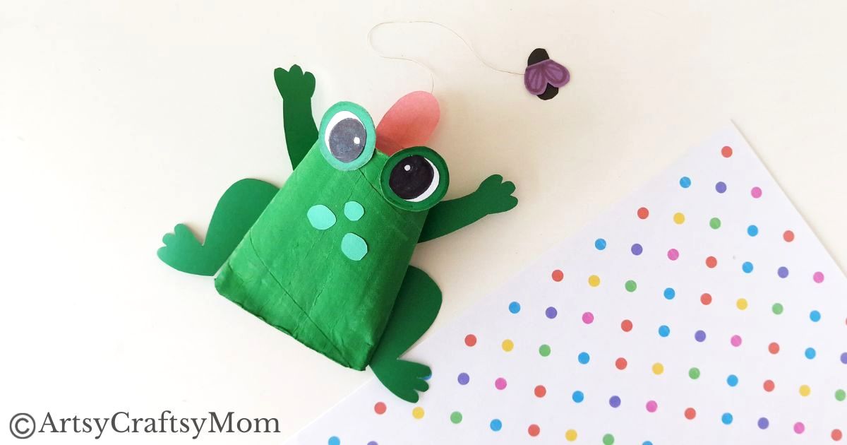 If you've got an empty cardboard tube lying around, you must make this cute and fun toilet paper roll frog craft! Easy to make & fun to play with!