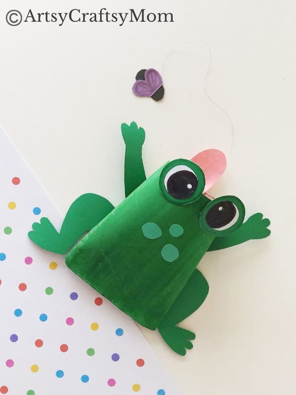 If you've got an empty cardboard tube lying around, you must make this cute and fun toilet paper roll frog craft! Easy to make & fun to play with!
