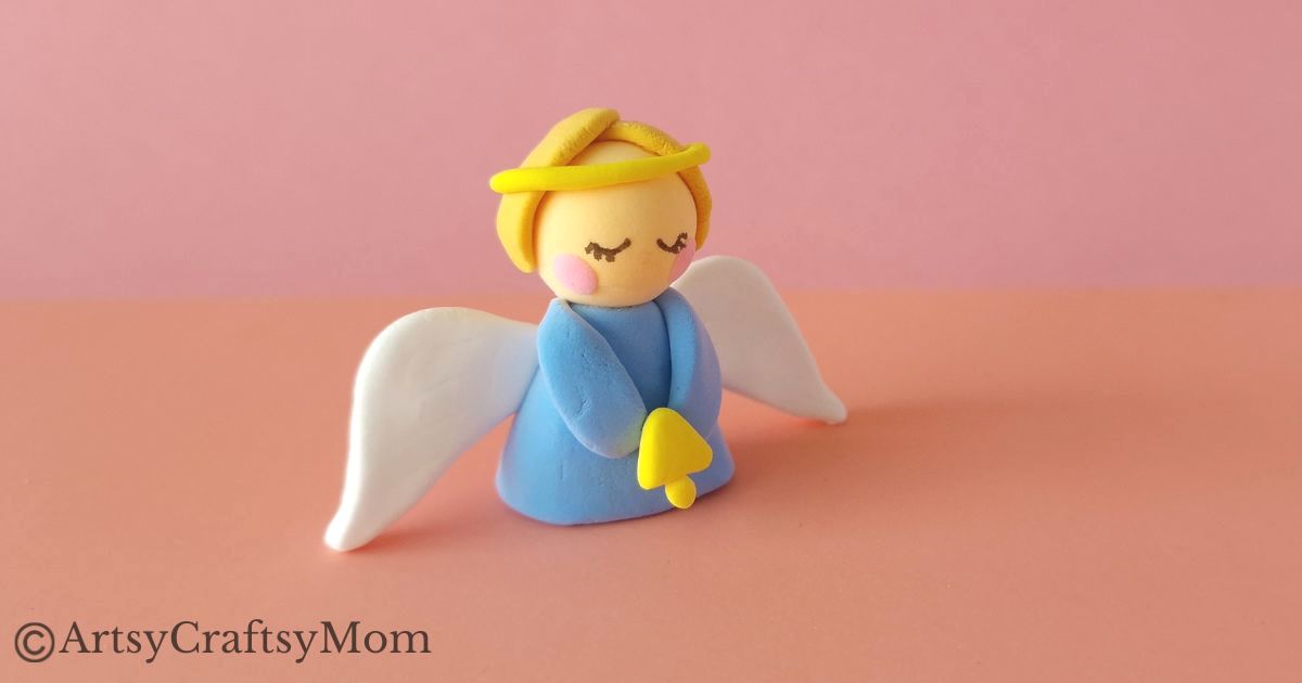 Here's a lovely little clay angel craft for kids to make with air-drying or foam clay. It's not too hard, and will make a lovely appearance on your mantle!