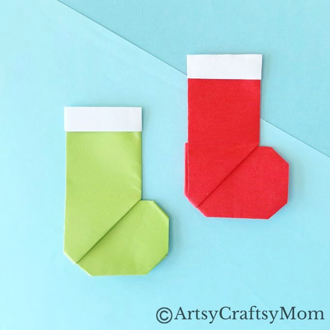 If you're looking for Origami crafts this Christmas, you'll love this Origami Stocking Craft for Kids - easy enough for beginners to try!
