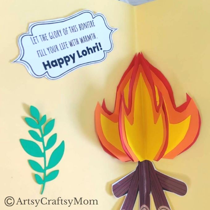 Ready to light the Lohri bonfire? We've got a little one too - a paper version! Make this pretty 3D popup card for Lohri to give your friends and family!
