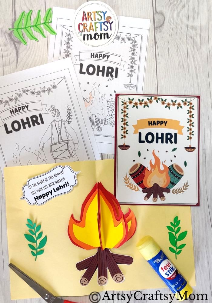 Ready to light the Lohri bonfire? We've got a little one too - a paper version! Make this pretty 3D popup card for Lohri to give your friends and family!