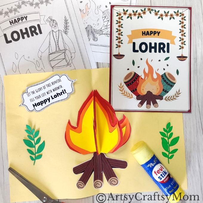 Ready to light the Lohri bonfire? We've got a little one too - a paper version! Make this pretty 3D popup card for Lohri to give your friends and family!