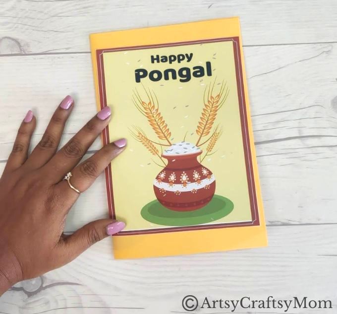 Here's an easy DIY 3D Popup Card for Pongal that kids can make by themselves! Features a Pongal pot with overflowing rice and bamboo decor!