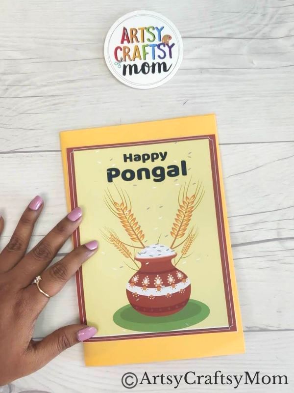 Here's an easy DIY 3D Popup Card for Pongal that kids can make by themselves! Features a Pongal pot with overflowing rice and bamboo decor!