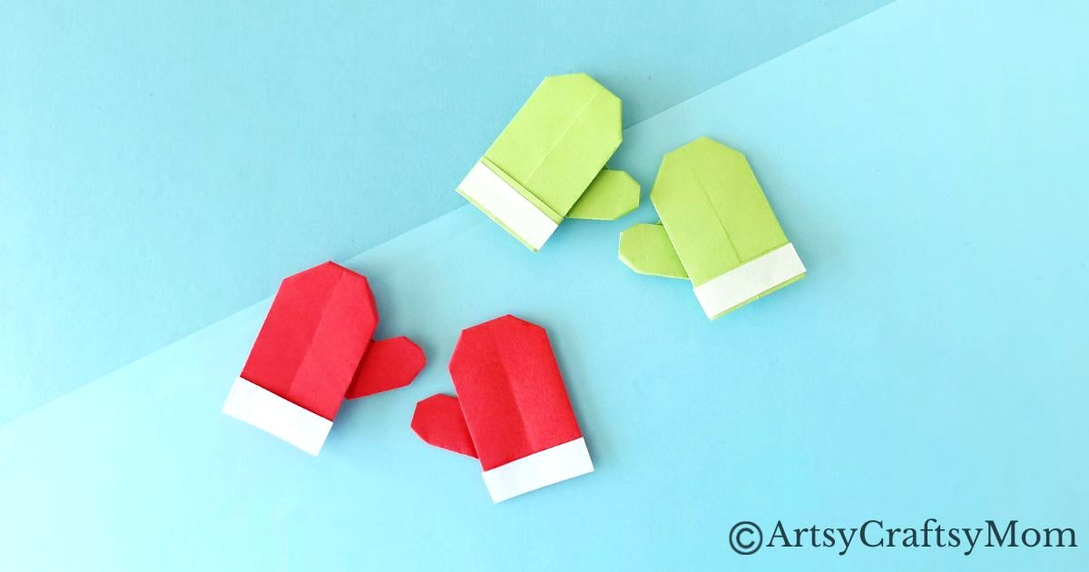 This Origami Mittens Craft may not keep your paws warm this winter, but they sure look adorable! Easy project for young kids & Origami beginners.