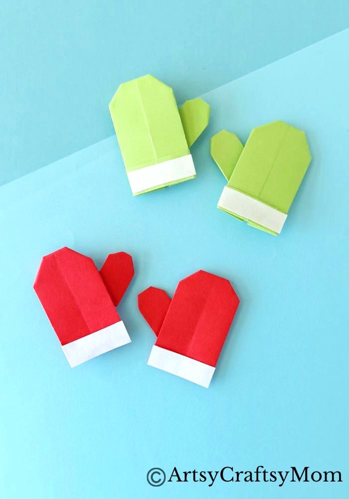 This Origami Mittens Craft may not keep your paws warm this winter, but they sure look adorable! Easy project for young kids & Origami beginners.
