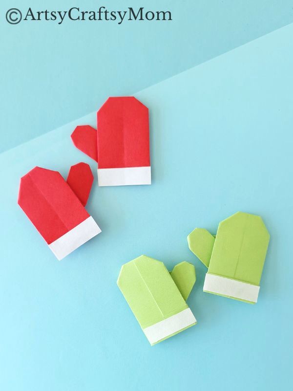 This Origami Mittens Craft may not keep your paws warm this winter, but they sure look adorable! Easy project for young kids & Origami beginners.