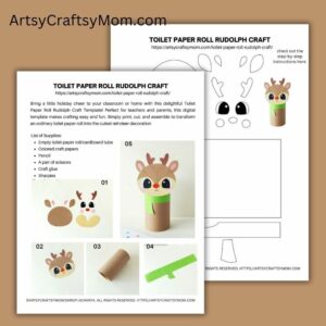 Toilet Paper Roll Rudolph Craft Template