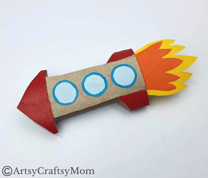 This Bright and Colorful Toilet Paper Roll Rocket Craft is the perfect way to make use of any empty paper rolls or cardboard tubes lying around!