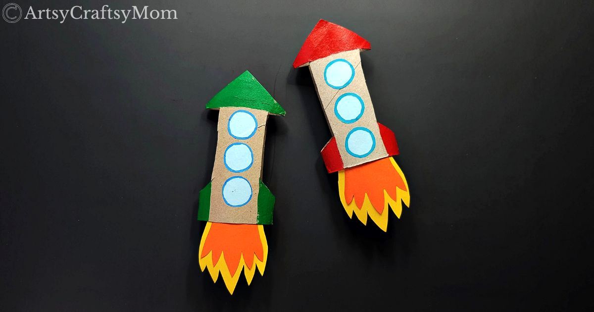 This Bright and Colorful Toilet Paper Roll Rocket Craft is the perfect way to make use of any empty paper rolls or cardboard tubes lying around!
