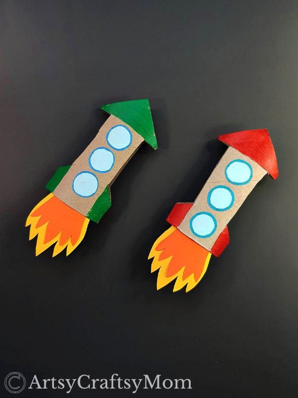 This Bright and Colorful Toilet Paper Roll Rocket Craft is the perfect way to make use of any empty paper rolls or cardboard tubes lying around!
