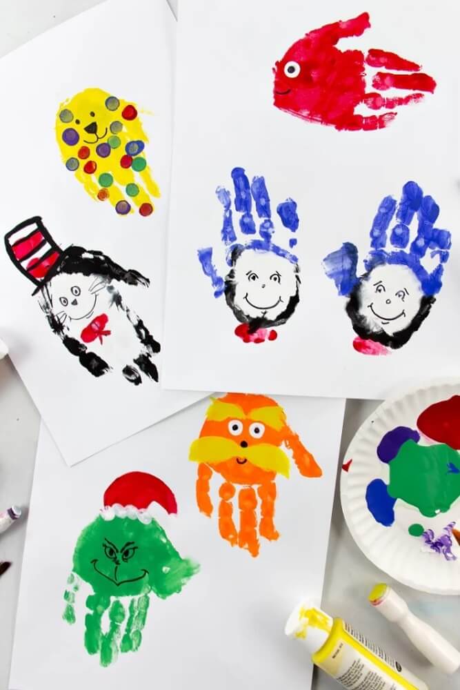 15 Simple Seuss Handprint Crafts for Kids 10 With Dr. Seuss's birthday this month, these Seuss Handprint Crafts for Kids are just what we need! Perfect for toddlers, preschoolers and young kids!
