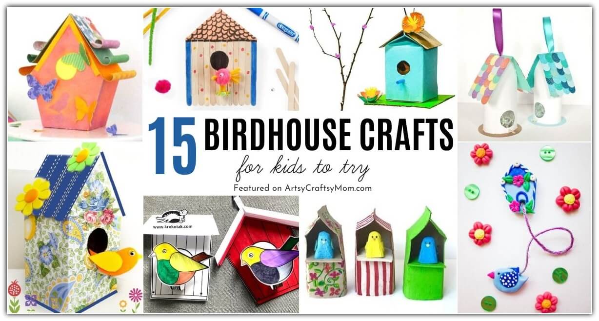 Give our feathered friends a little home and have some fun with these birdhouse crafts for kids! Use cardboard, bottles, Popsicle sticks and more!