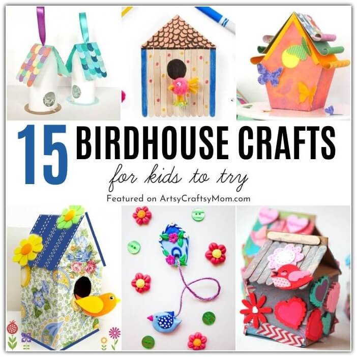 Give our feathered friends a little home and have some fun with these birdhouse crafts for kids! Use cardboard, bottles, Popsicle sticks and more!