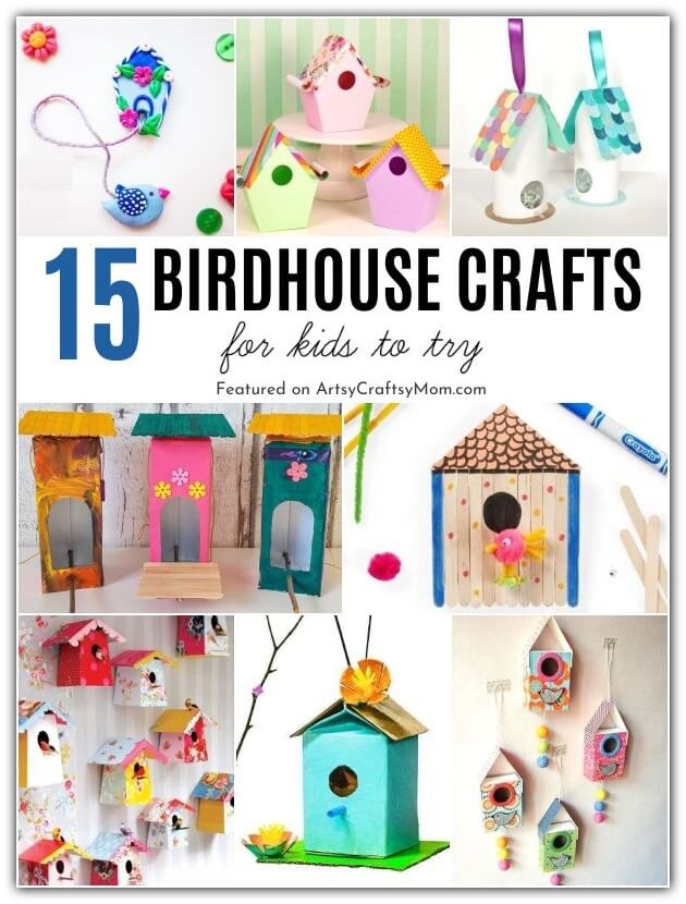 Give our feathered friends a little home and have some fun with these birdhouse crafts for kids! Use cardboard, bottles, Popsicle sticks and more!