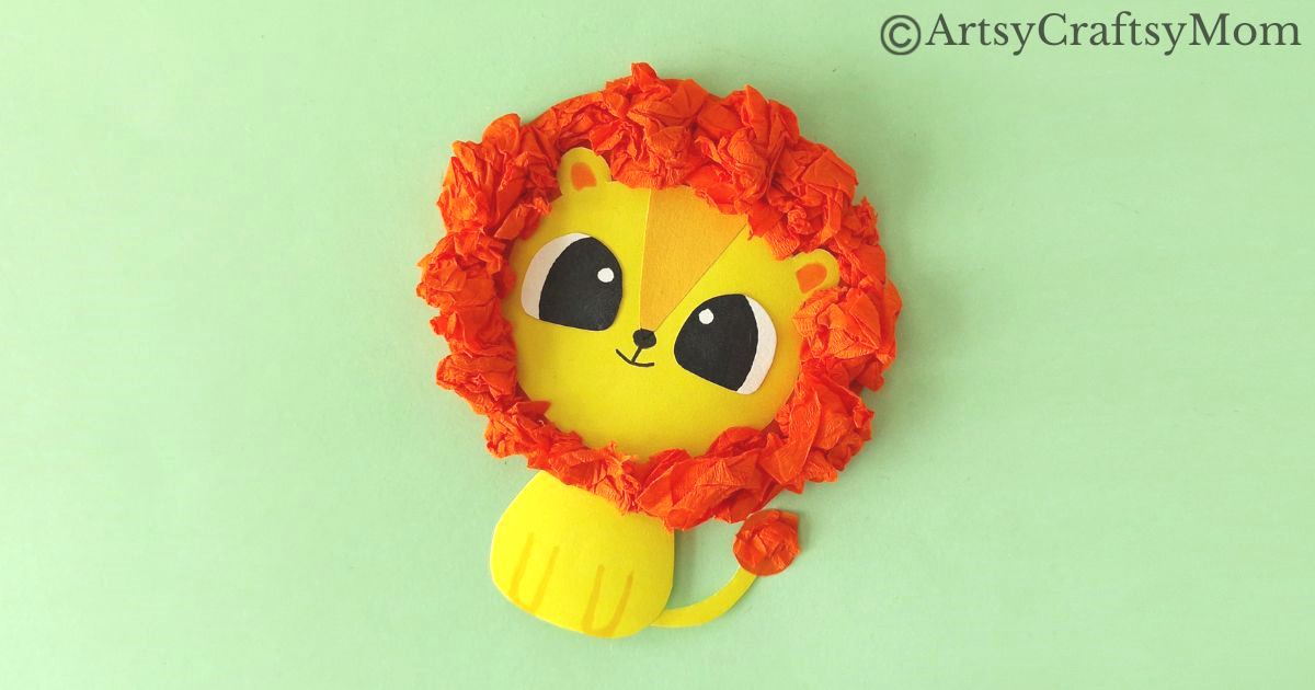 Little kids will enjoy crushing paper for this crumpled paper lion craft! All you need are basic craft supplies and you can set up a fine motor activity!