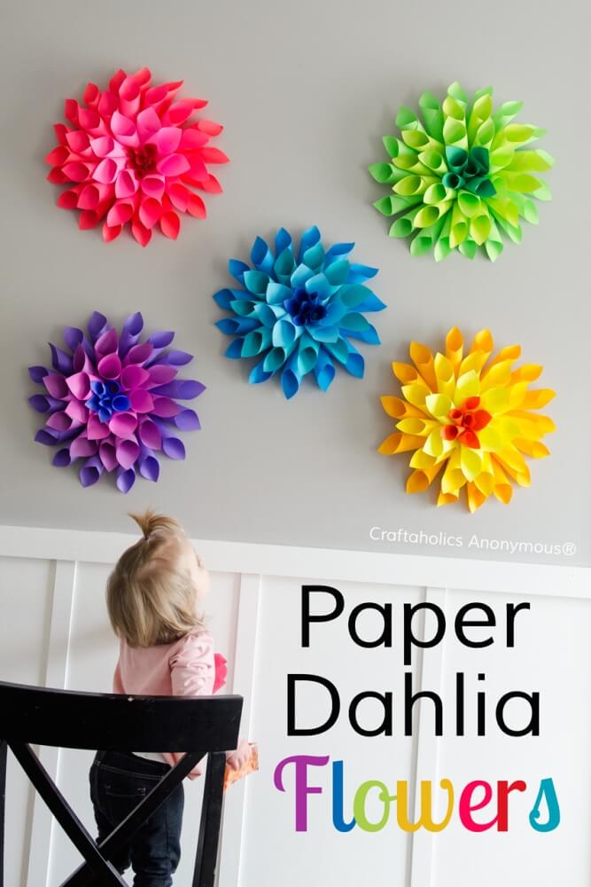 Here are some gorgeous Flower Crafts for Kids that are perfect for Summer-&nbsp; tissue paper cherry blossoms, lilies, sunflowers, heliconias and more!