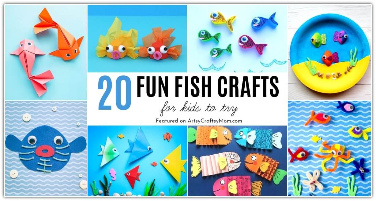 Enjoy these colorful fish crafts for kids, made using paper, pipe cleaners, paper plates and more! Try out techniques like cutting, folding and others!