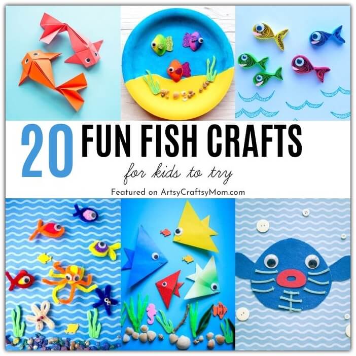 Enjoy these colorful fish crafts for kids, made using paper, pipe cleaners, paper plates and more! Try out techniques like cutting, folding and others!