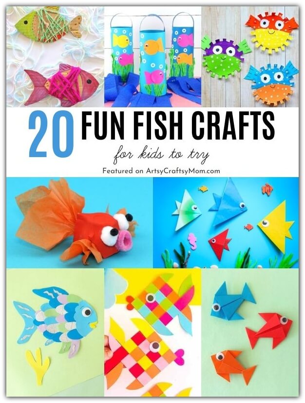 Enjoy these colorful fish crafts for kids, made using paper, pipe cleaners, paper plates and more! Try out techniques like cutting, folding and others!