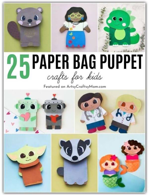 25 DIY Paper Bag Puppets for Pretend Play 30 These DIY Paper Bag Puppets will ensure that kids will never run out of ideas to have fun! Perfect for pretend play for kids of all ages!