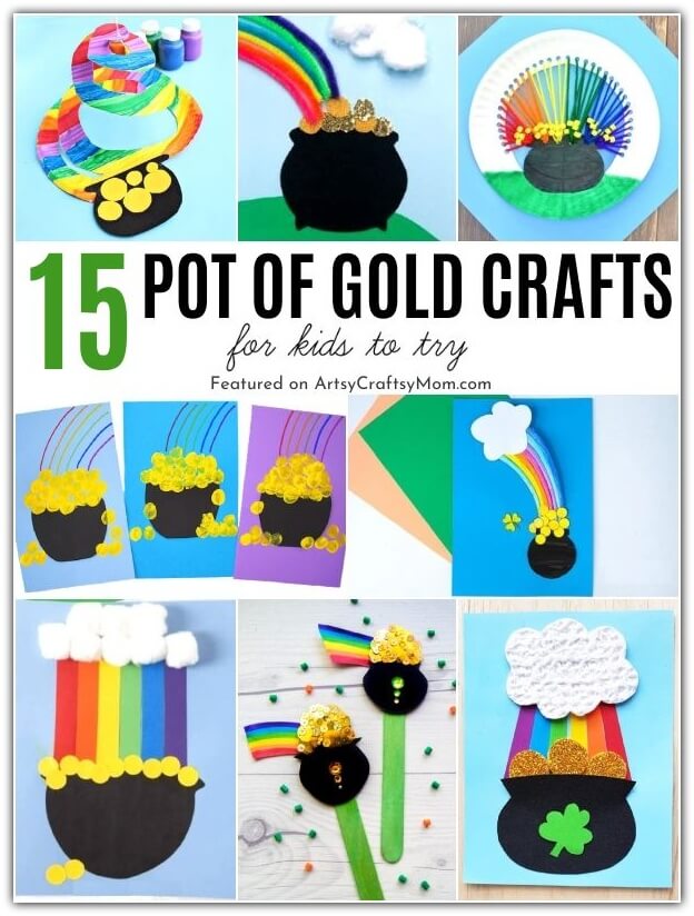 No more chasing Leprechauns - the gold is here! Enjoy these shiny pot of gold crafts for kids to make and play with this St. Patrick's Day!