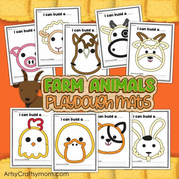 20 Fun and Colorful Printable Playdough Mats for Kids 13 Farm Animal Play Doh mats ew0igg