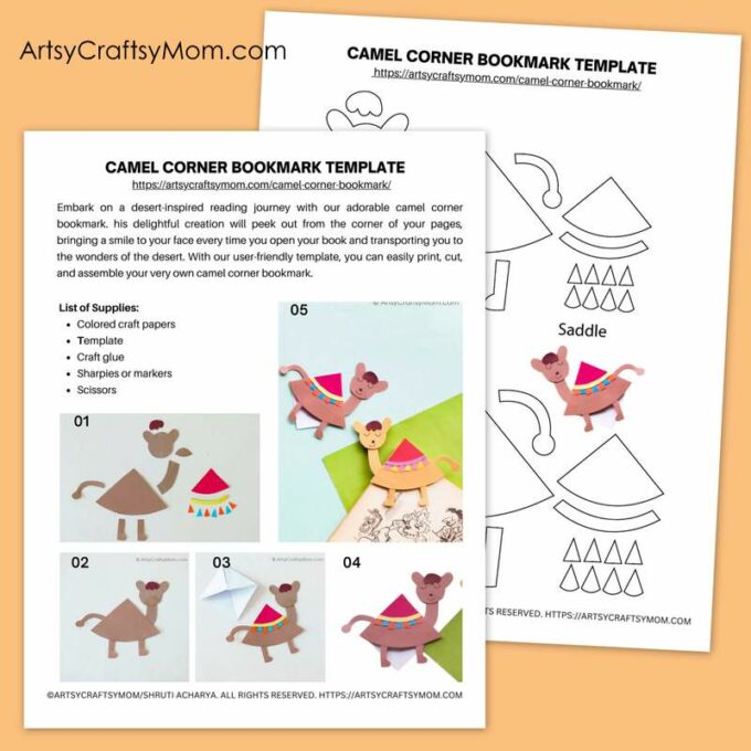 This Camel Corner Bookmark is a lovely little handmade gift for Eid or Back to school! It's easy enough for young kids to make, and fun to use too!