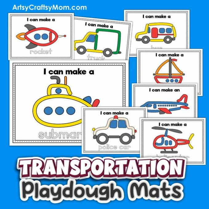 20 Fun and Colorful Printable Playdough Mats for Kids 8 Transportation Playdough Mats zmd6ym